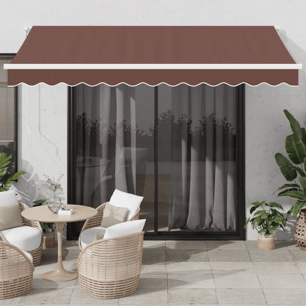 vidaXL Ročno zložljiva tenda rjava 350x250 cm