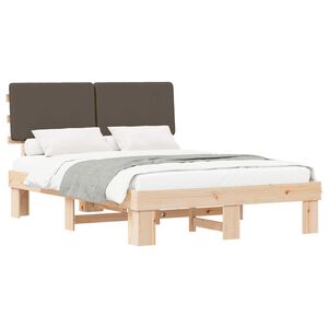 vidaXL Posteljni okvir z oblazinjenim vzglavjem Taupe 160 x 200 cm