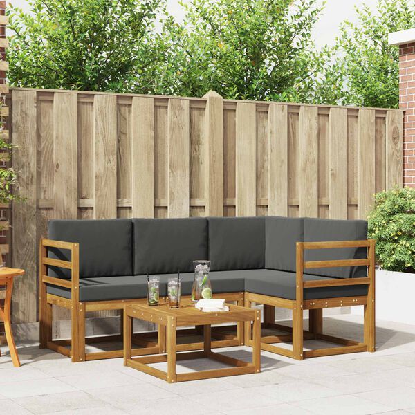 vidaXL Zunanja garnitura za sedenje 5 pcs Naravna in antracitna