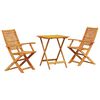 vidaXL Zložljiv bistro set 3 pcs Rjava Masiven les akacije