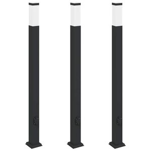 vidaXL Stebričke z vtičnico 3 kosi 110 cm črne IP44