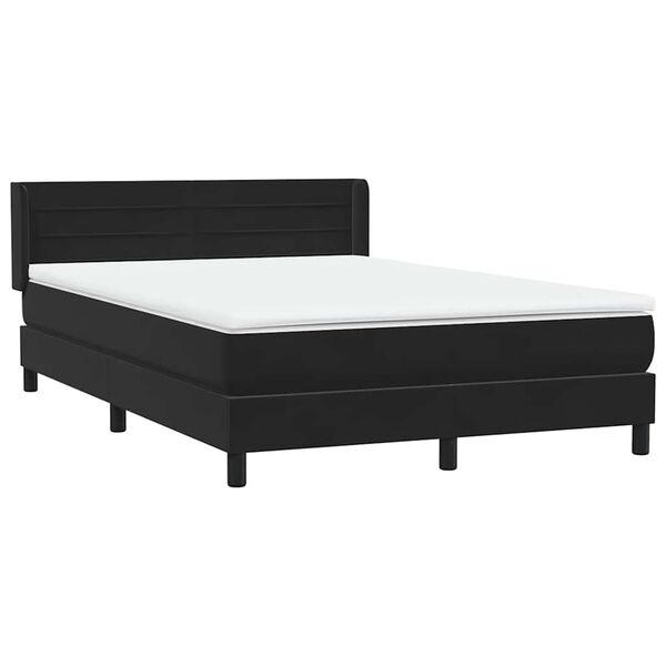 vidaXL Box spring postelja z vzmetnico črna 140x220 cm žamet