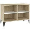 vidaXL TV omarica s kovinskimi nogami bela sonoma hrast 69,5x30x50 cm