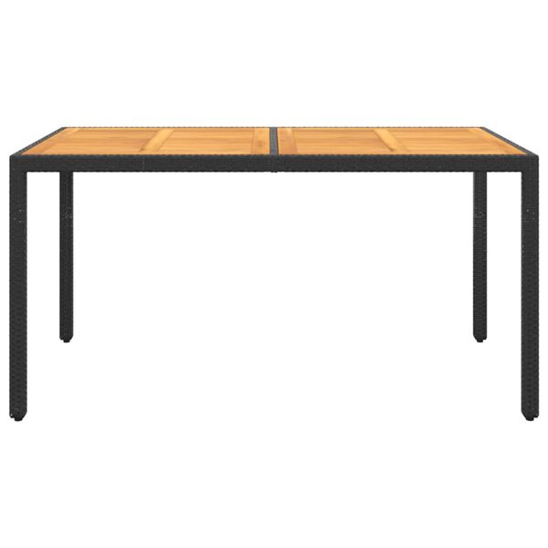 vidaXL Vrtna miza 150x90x75 cm akacijev les in poli ratan črna