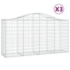 vidaXL Obokana gabionska ko&scaron;ara 3kos 200x50x100/120cm pocinkano železo