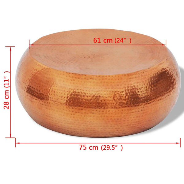vidaXL Sploščena aluminijasta klubska mizica barva medenine / bakra