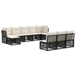 vidaXL Vrtna sedežna garnitura 10 pcs Črna poli ratan