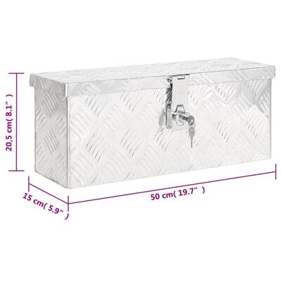 vidaXL Škatla za shranjevanje srebrna 50x15x20,5 cm aluminij