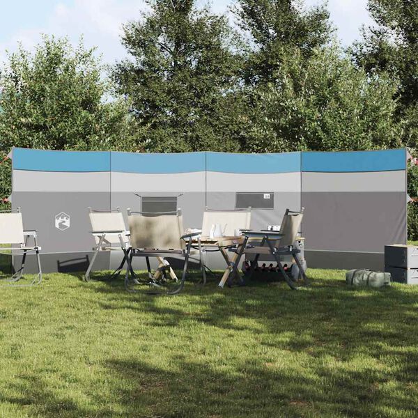 vidaXL Vetrobran za kampiranje moder 510x153 cm vodoodporen