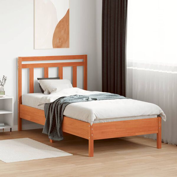 vidaXL Vzglavje voščeno rjava 100 cm trdna borovina