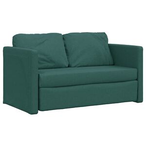 vidaXL Talni raztegljiv kavč 2 v 1 temno zelen 112x174x55 cm blago