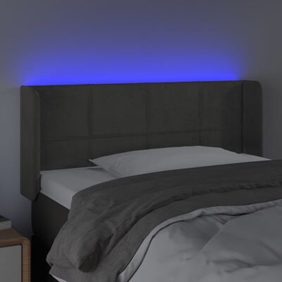 vidaXL LED posteljno vzglavje temno sivo 103x16x78/88 cm žamet