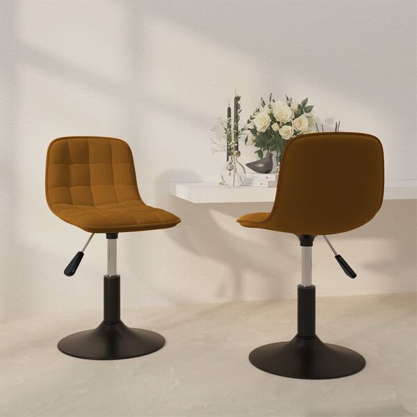 vidaXL Vrtljiv jedilni stol 2 kosa rjav žamet