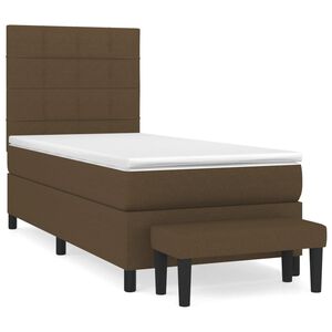 vidaXL Box spring postelja z vzmetnico temno rjava 100x200 cm blago