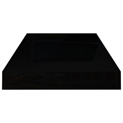 vidaXL Lebdeča polica visok sijaj črna 50x23x3,8 cm MDF