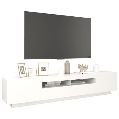 vidaXL TV omarica z LED lučkami bela 200x35x40 cm