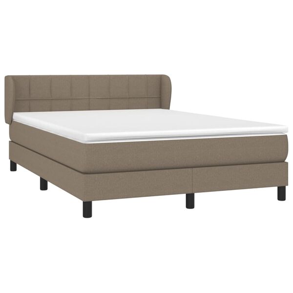 vidaXL Box spring postelja z vzmetnico taupe 140x200 cm blago
