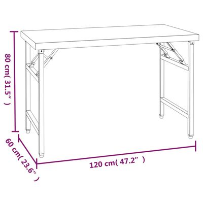 vidaXL Kuhinjska delovna miza s polico 120x60x145 cm nerjaveče jeklo