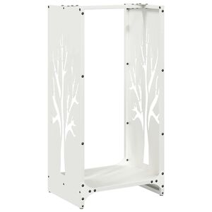 vidaXL Stojalo za drva belo 40x30x80 cm hladno valjano jeklo