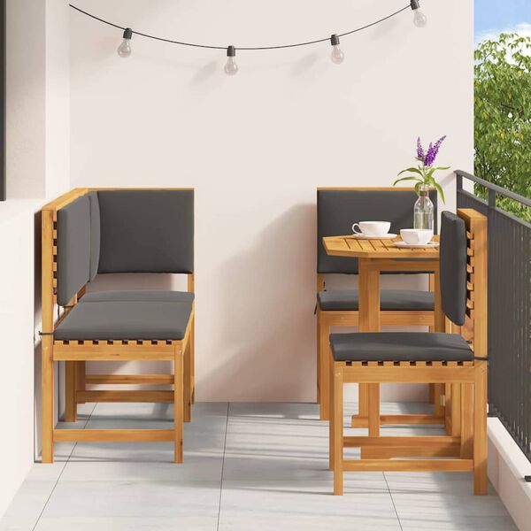 vidaXL Vrtnik Bistro Set 4 pcs Rjava Trden akacijev les
