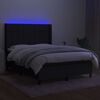 vidaXL Box spring postelja z vzmetnico LED črna 140x190 cm blago