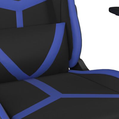 vidaXL Masažni igralni stol z oporo za noge črno in modra umetno usnje