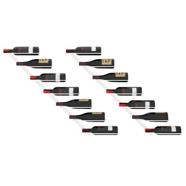 vidaXL Stensko stojalo za vino za 7 steklenic 2 kosa belo kovinsko