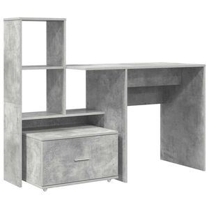 vidaXL Miza Betonsko siva Inženirski les 131,5 x 50 x 106,5 cm