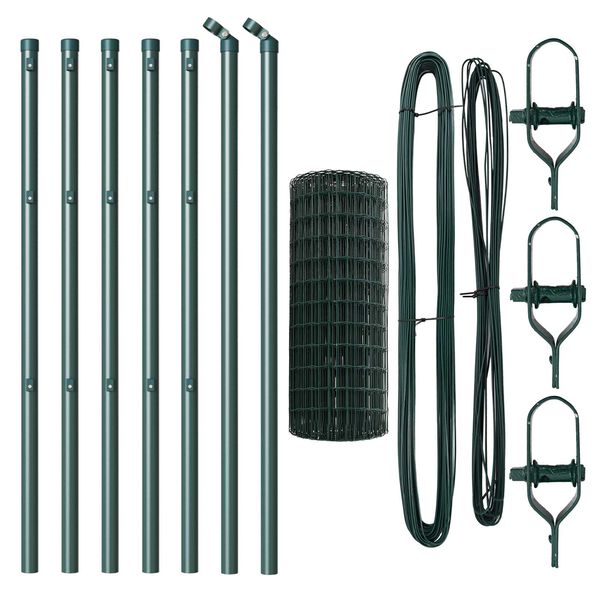 vidaXL Ograja s stebrom Zelena 0,4 x 10 m Jeklo in PVC