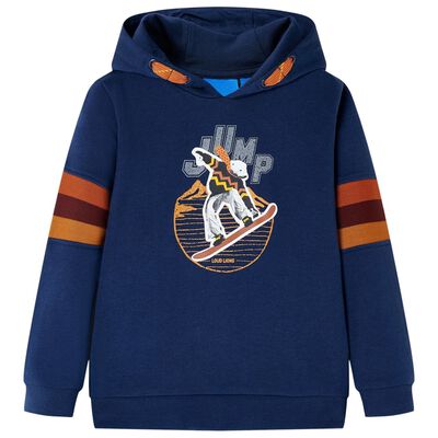 Otroški pulover s kapuco mornarsko moder 92
