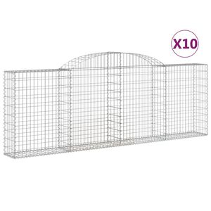 vidaXL Obokana gabionska ko&scaron;ara 10 kos 300x30x100/120cm cinkano železo