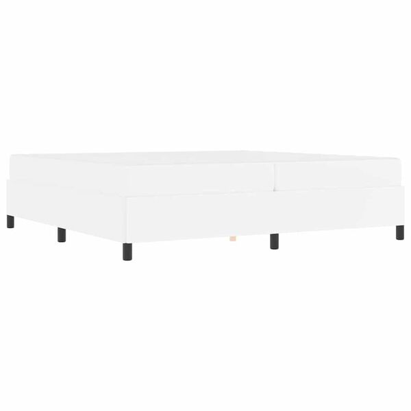 vidaXL Konstrukcija postelje z vzmetnico Bela 200 x 200 cm blago