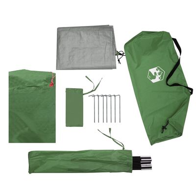 vidaXL Šotor za kampiranje za 2 osebi zelen vodoodporen