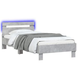 vidaXL Posteljni okvir z LED Betonsko siva 80 x 200 cm Inženirski les