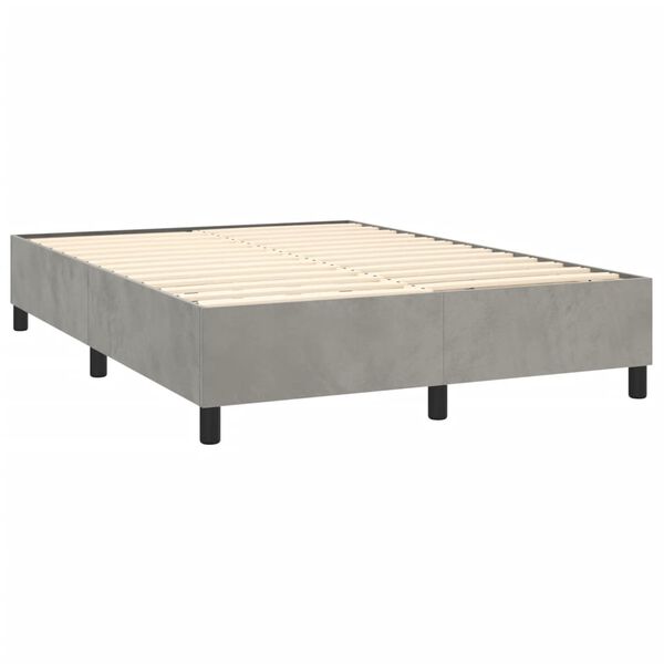 vidaXL Box spring postelja z vzmetnico svetlo siva 140x200 cm žamet
