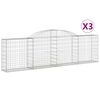 vidaXL Obokane gabion ko&scaron;are 3 kosi 300x30x80/100 cm pocinkano železo