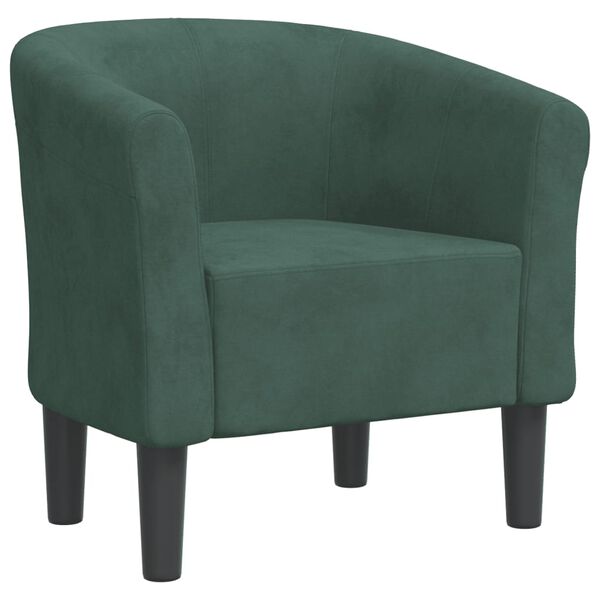 vidaXL Fotelj temno zelen žamet