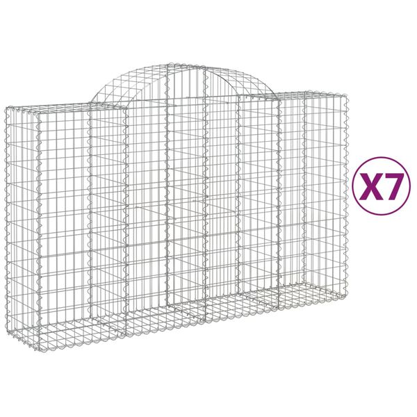 vidaXL Obokane gabion košare 7 kosov 200x50x120/140cm pocinkano železo