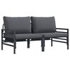 vidaXL Zunanja Pohi&scaron;tvo z blazino 2 Kos Antracit 80 x 80 x 71 cm Jeklo