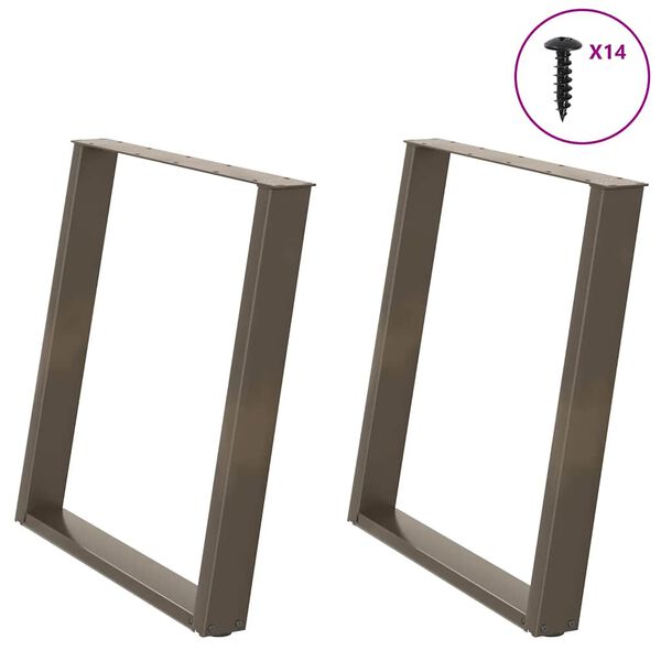 vidaXL Noge za jedilno mizo v obliki črke U, 2 kosa, naravno jeklo, 80 x (72-73) cm, jeklo