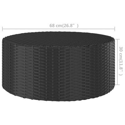 vidaXL Čajna mizica črna 68x68x30 cm poli ratan
