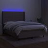 vidaXL Box spring postelja z vzmetnico LED taupe 140x190 cm blago