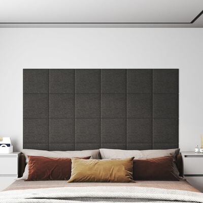 vidaXL Stenski paneli 12 kosov temno siv 30x30 cm blago 1,08 m²