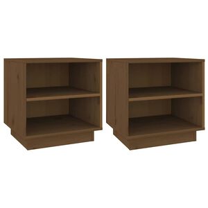 vidaXL Nočna omarica 2 kosa medeno rjava 40x34x40 cm trdna borovina