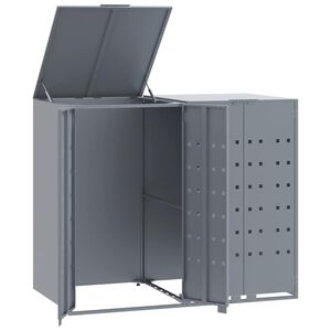 vidaXL Lopa za smetnjak za 2 smetnjaka siva 138x79x117 cm jeklo