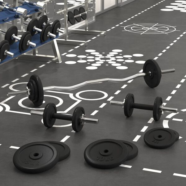 vidaXL Dalj&scaron;a in kraj&scaron;a palica z utežmi 90 kg lito železo