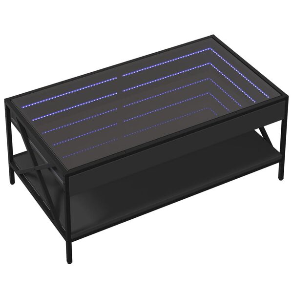 vidaXL Klubska mizica z neskončnimi LED črna 90x50x38 cm
