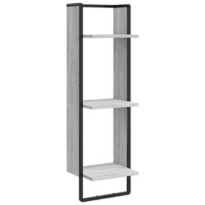 vidaXL Stenska polica 3-nadstropna siva sonoma 30x25x100 cm inž. les