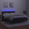 vidaXL Box spring postelja z vzmetnico LED temno siva 140x200 cm žamet