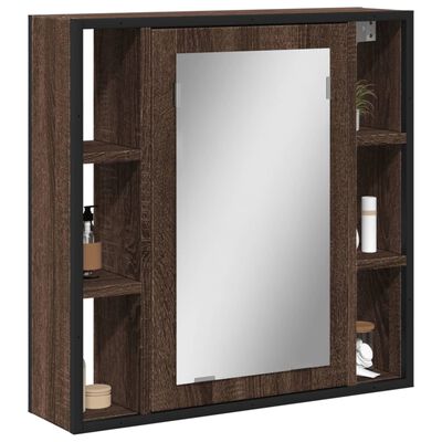 vidaXL Kopalniška omarica z ogledalom rjavi hrast 60x16x60 cm